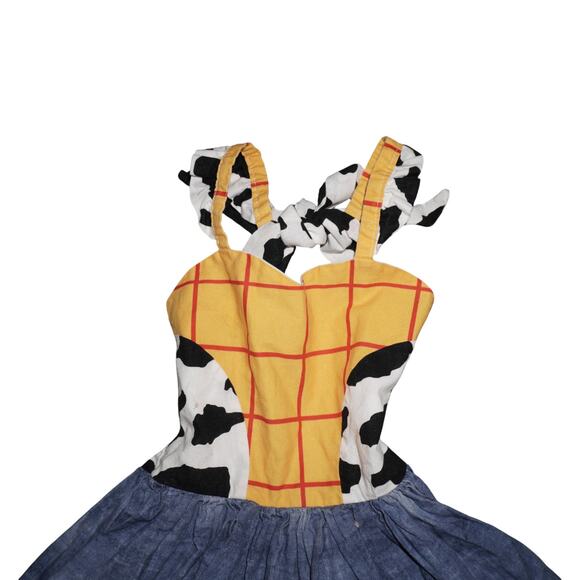 Woody Inspired Cow Print Denim Ruffle Dress Toddler 2T 3T Toy Story Costume - Picture 9 of 9